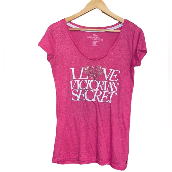 •VICTORIA'S SECERT•SUPER MODEL ESSENTIALS "I LOVE VICTORIA'S SECERT" TOP MEDIUM - Picture 1 of 7
